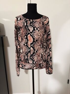 Pink & Black Snake-Print Long Sleeve Tee